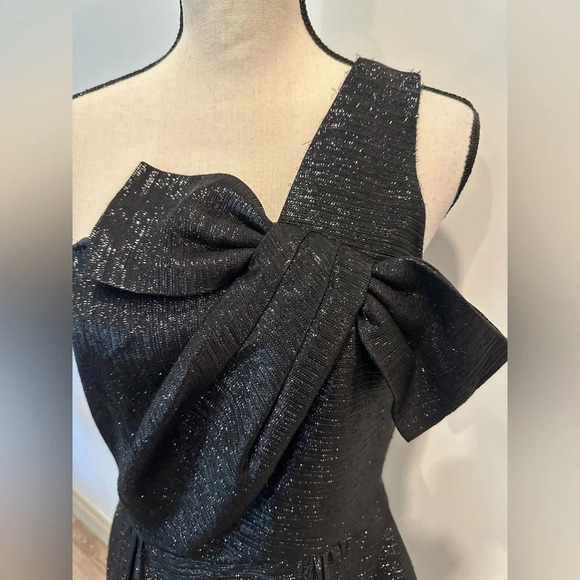 Kate Spade Black Shimmer One Shoulder Formal Dress 8 - Picture 3 of 11